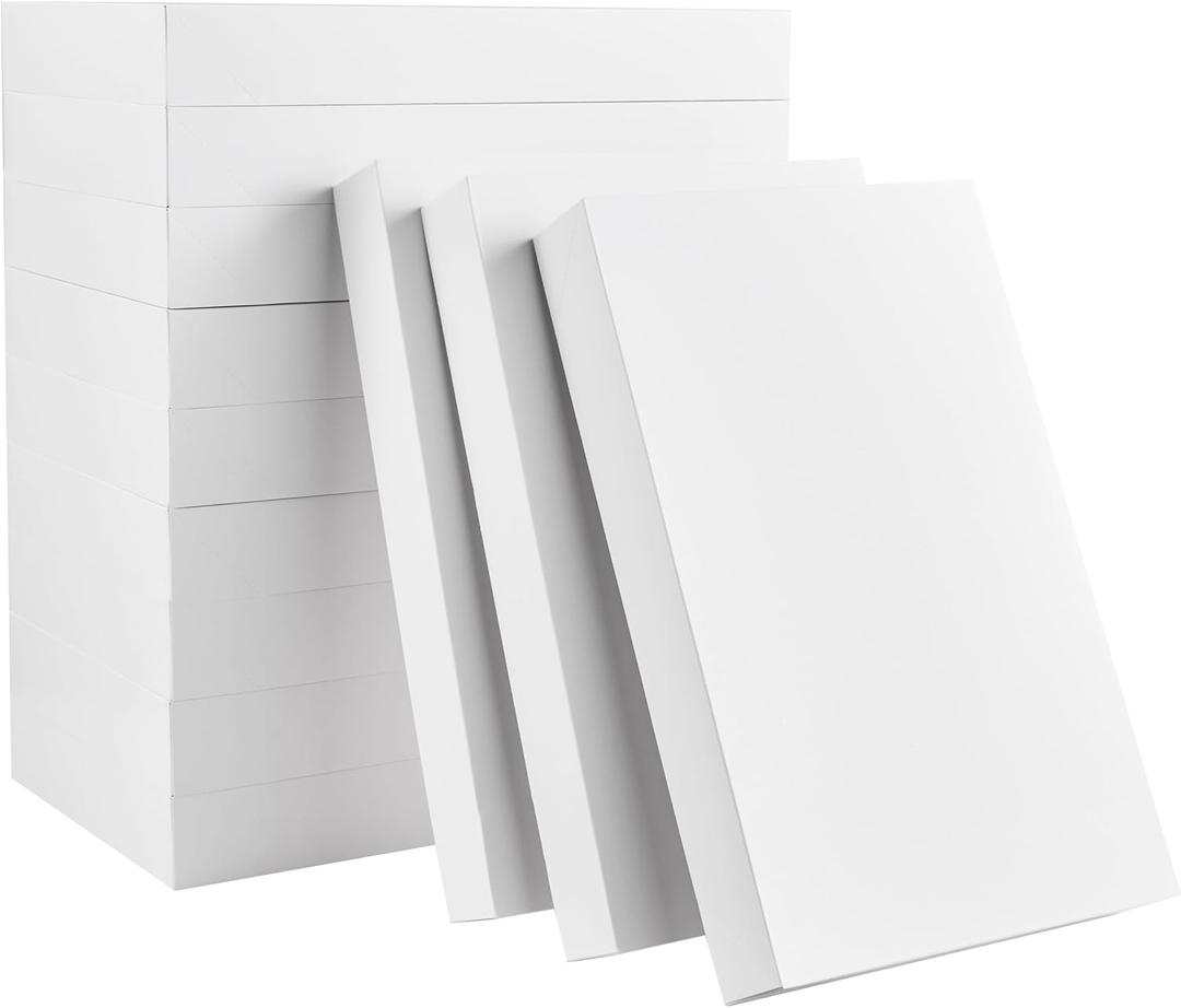 SUNCOLOR Large Gift Boxes With Lids, White Cardboard, 15 x 9.5 x 2 Inches, 12 Pack, for Clothes, Shirts, Presents, Clean & Elegant White Finish