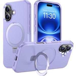 Temdan Designed for iPhone 16 Case Magnetic Stand,[Compatible with Magsafe][Military Grade Drop Protection] Heavy Duty Tough Rugged Shockproof Phone Case for iPhone 16 (6.1")-Light Purple