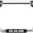 Cruiser Accessories RAM License Plate Frame  Matte Black, Officially Licensed Metal Frame with Adjustable RAM Logo Fastener Covers  Fits 6" x 12" Plates, Obstruction-Free Design