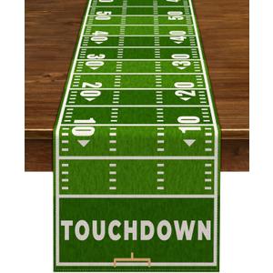 Nepnuser American Football Court Table Runner Touch Down Football Birthday Party Decoration Boy Sport Farmhouse Home Dining Room Kitchen Table Decor (13" x 72")