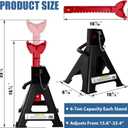 6 Ton Jack Stands Heavy Duty 13,200 LBs, Car Jack Stands for Trucks with Double Pin Locking & Extra Rubber Pads, 15.6"-23.4" Adjustable for Garage, Home, Vehicle Lifting, 1 Pair Black+Red