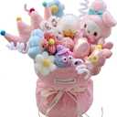 2026 Present Eternal Bloom Plush Bouquet Beginner DIY Art & Craft- Adorable Holiday Stuffed Animal Flower Arrangement, Birthday Gift Girlfriend, Wife, Bestie, Mom (Pink)