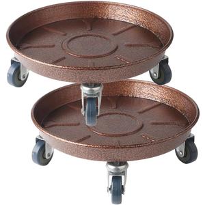 2 Pack 16" Heavy Duty Plant Dolly with Wheels, 320lbs Metal Rolling Plant Stand with Casters, Round Wheeled Planter Caddy Roller Base Carry Potted Tree Flower Pot for Indoor Outdoor Garden, Bronze