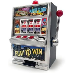 12.5" Large Play to Win Slot Machine Figurine - Black & Aluminum