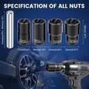 Professional 5-Piece Lug Nut Extractor Set with 1/2-inch Drive, Impact Twist Socket Set,17mm 19mm 21mm 22mm Wheel Lock Removal Tool Kit for Stripped Lug Nut Remover