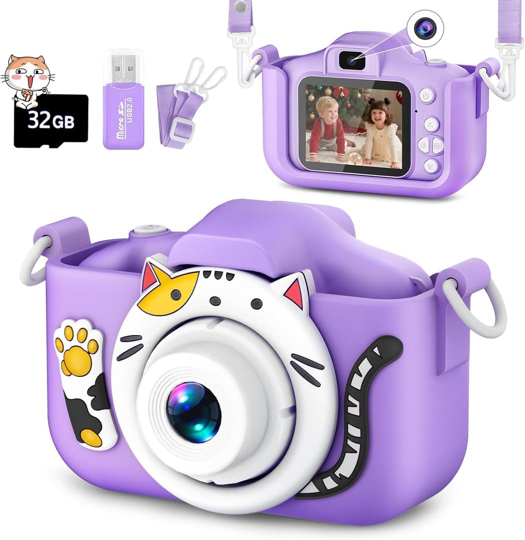 Kids Camera for Girls Boys Christmas Birthday Festival Gift for Kids,Digital Camera for Toddlers Toys for 3 4 5 6 7 8 9 10 11 12 Year Old 1 Pack (Purple)