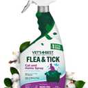 Vets Best Flea & Tick Home Spray for Cats  Plant-Based Flea and Tick Treatment with Cotton Spice Scent  Gentle Flea Mist for Indoor Use  Made in USA Natural Cat Flea Control  32 oz