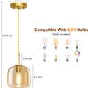 Pendant Lights 3 Pack,Pendant Kitchen Island Light with Amber Glass Shade,Gold Pendant Light Adjustable Hanging Light for Dining Room,Kitchen Island,Hallway,Living Room and Coffee Shop