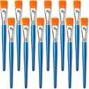 1 inch Flat Paint Brushes for Acrylic Painting,12 Pieces Large Synthetic Paint Brushes Bulk with Wooden Handle for Acrylic, Watercolor, Oil, Crafts, Face Body Art