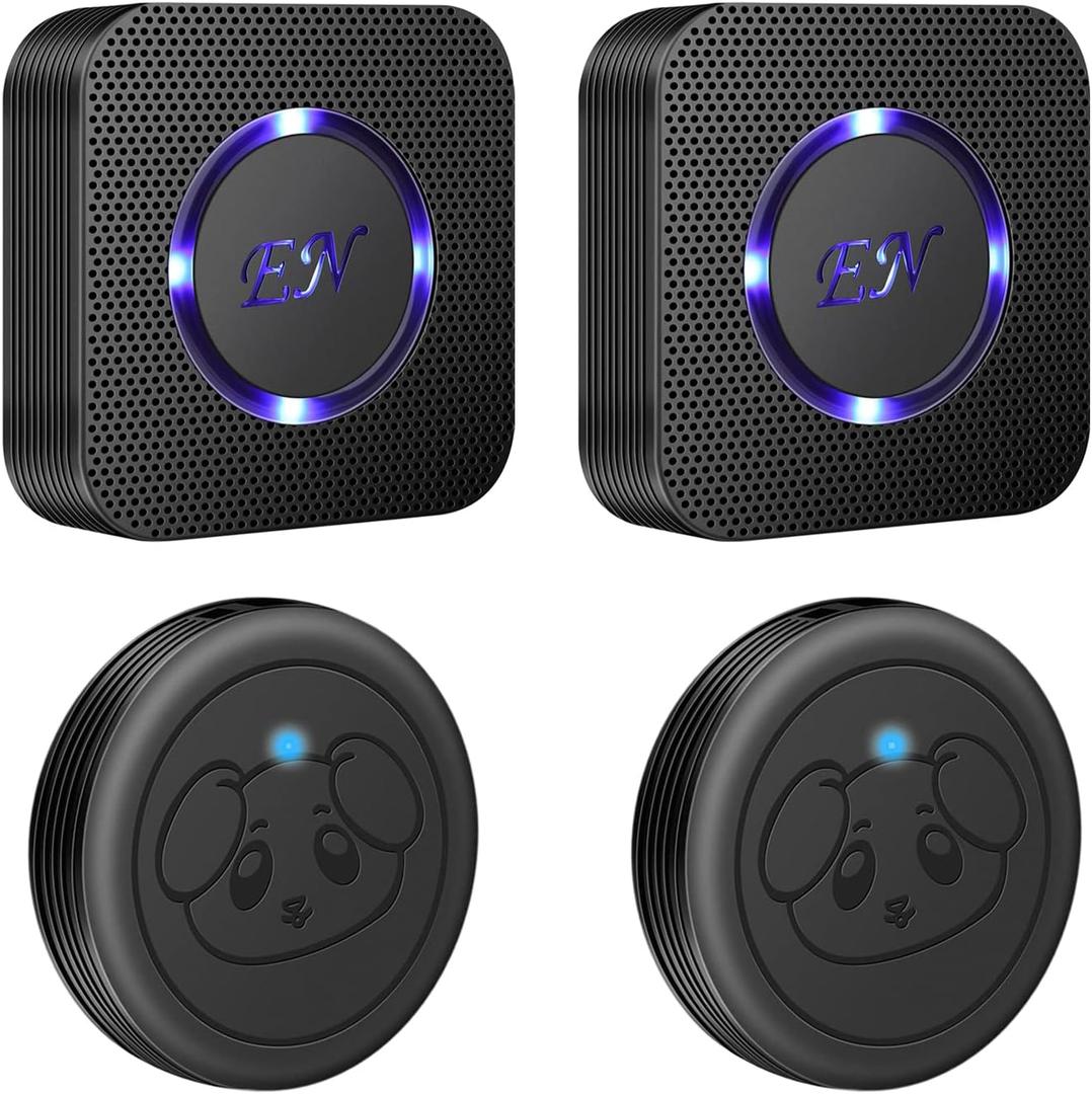EverNary Dog Door Bell Wireless Doggie Doorbells for Potty Training with Waterproof Touch Button Dog Bells (2 Receiver 2 Transmitters, Black) EverNary Dog Door Bell Wireless Doggie Doorbells for Potty Training with Waterproof Touch Button Dog Bells (2 Receiver 2 Transmitters, Black)