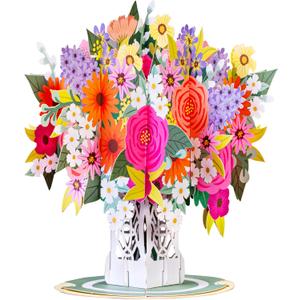 Paper Love 3D Floral Arrangement Card Pop Up Card with Detachable Keepsake Pop-Up Flower Bouquet, Gift for Birthday, Graduation, Get Well, Thank You, All Occasion or Just Because - 10" x 7 Cover