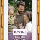 A3 11.7x16.5 Frame Gold Bamboo with White Picture Mat for 11.7x16.5 Photo - Gold Bamboo 15x20 Frame to Display Print or Poster Measuring 11.7x16.5 Inches with White Photo Mat