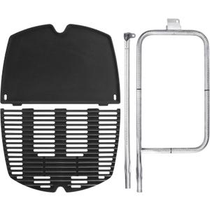 65032 Grill Burner Tube, 7646 Cast Iron Grates and 6506 Griddle for Weber Q300, Q320, Q3000, Q3200 Series, 57060001, 586002 Grills. (22" x 11" x 3")