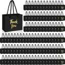 Geyoga 100 Pcs Small Thank You Gift Bags Bulk 4.7 x 2.36 x 4'' Gold Foil Mini Thank You Goodie Gift Bags with Handles for Employee Appreciation Day Baby Shower Party Favor(Black)