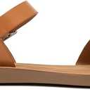 Women's Cute Open Toes One Band Ankle Strap Flexible Summer Flat Sandals With + Memory Foam (M)