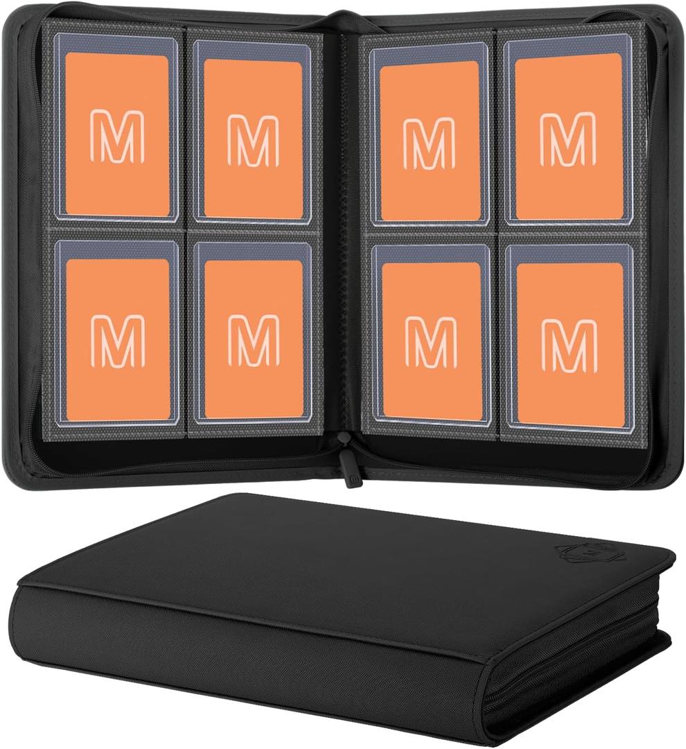 Toploader Binder,4-Pocket Side Load Trading Card Album, Holds 128 Cards with Double-Sided Pockets for MTG, Sports Cards, Top Loader Storage