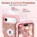 LONTECT for iPhone Air Case Glitter Sparkly Bling 3 in 1 Shockproof Heavy Duty Hybrid Sturdy High Impact Protective Cover Case for Apple iPhone 17 Air 6.5 inch 2025,Rose Gold