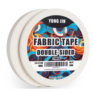 YONGJIN Double-Sided Fabric Tape (2 Rolls) - No Sewing or Ironing Required, Perfect for Quick Clothing Repairs, Fabric Bonding, Adhesive Cloth Tape for Hemming and DIY Crafts (1/4inch+1/2inch)