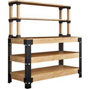 FLEXIMOUNTS Universal Steel Work Bench Leg Kit, Garage Storage Shelving Frame Workbenches Customizable in Sizes and Colors, Maximum 96" Length, 48" Width, Adjustable Height, Black,Lumber Not Included