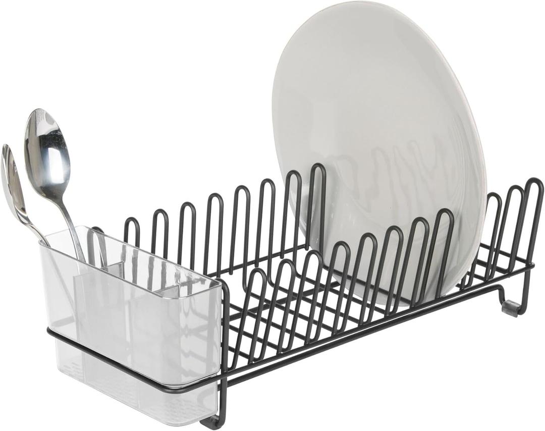iDesign Compact Dish Drying Rack for Kitchen Counter - Matte Black