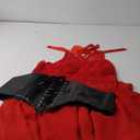 GOLDSTITCH Women's Sleeveless Gothic Lace Dress with Corset Halter Lace Swing Cocktail Dress (Medium, Red)