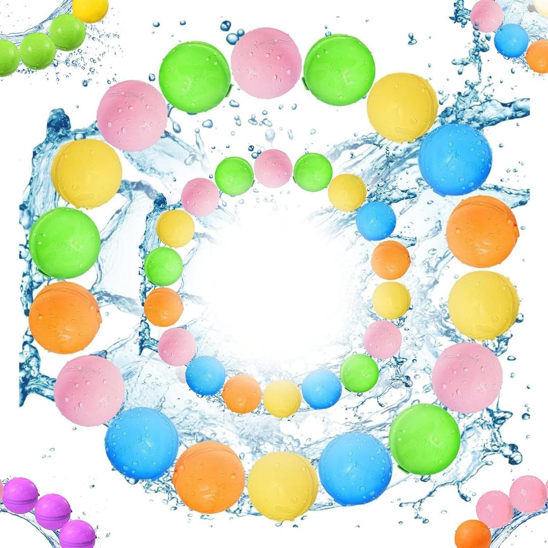 Reusable Water Balloons for Kids,24 Pack Magnetic Refillable Latex-Free Silicone Water Bomb with Mesh Bag, Swimming Pool Party Supplies Bath Toy Outdoor Summer Surprise for Kids Summer Toys Beach Toys