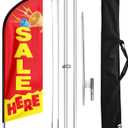 Sale Here Swooper Flutter Feather Flag with Flagpole Kit and Ground Stake, 11 Foot Advertising Swooper Windless Flag Sign and Pole Kit for Sale Business