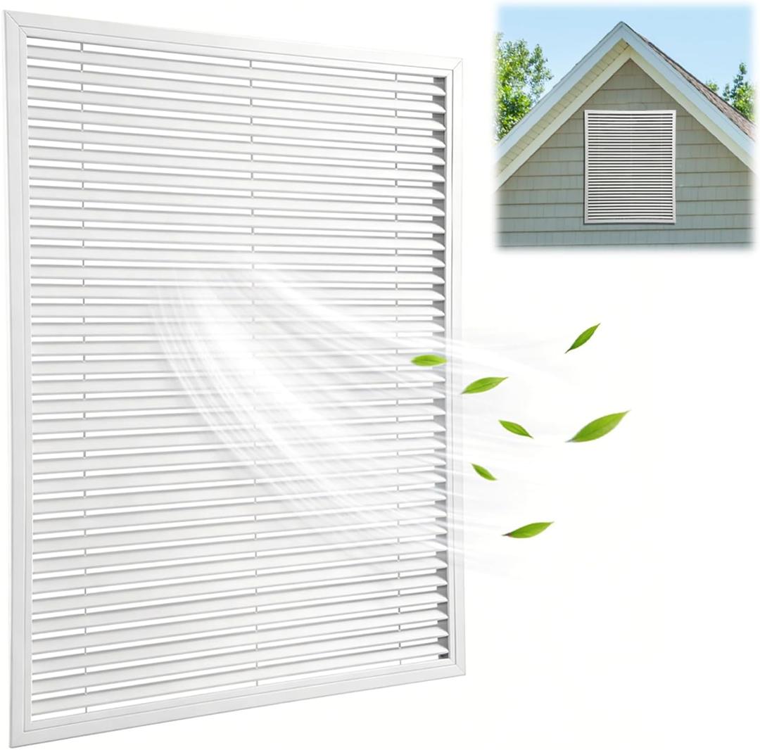 AIWFL 24" x 30" Decorative Gable Vent, Heavy Duty Attic Wall Vent Ventilation Cover Shed Vents Cover White Gable Louver Vents for Walls Crawl Space Houses Garage Home
