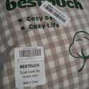 Besttouch Queen Brown Grid Bed Comforter 3 Pieces (1 Comforter, 2 Pillowcases)