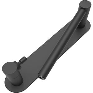 Adhesive Toilet Paper Holder Matte Black Double Post Pivoting Bathroom Toilet Tissue Holder Roll Holder Stick On No Drilling Stainless Steel and Zinc Alloy