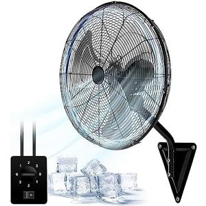 AZOUTDOOR 20” Wall Mount Fan 7000 CFM High Velocity Wall Industrial Fan 120° Oscillating Fans 3-Speed for Household, Commercial Use - ETL Listed, Black