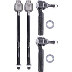 Front Driver and Passenger Side Inner and Outer Tie Rod Ends for Chevy Avalanche Silverado 1500 Tahoe 2007-2013, GMC Sierra 1500 Yukon 2007-2013, Escalade 2007-2014