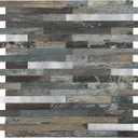 Midcard 10 Sheets Peel and Stick Backsplash PVC Wall Tile,for Kitchen Backsplash (Rectangular Dented Wood with Metallic Silver)