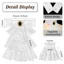 Founding Fathers Costume Colonial Style Judge Wig Lace Jabot and Cuffs Set, Perfect for Halloween, Cosplay, Party (White)