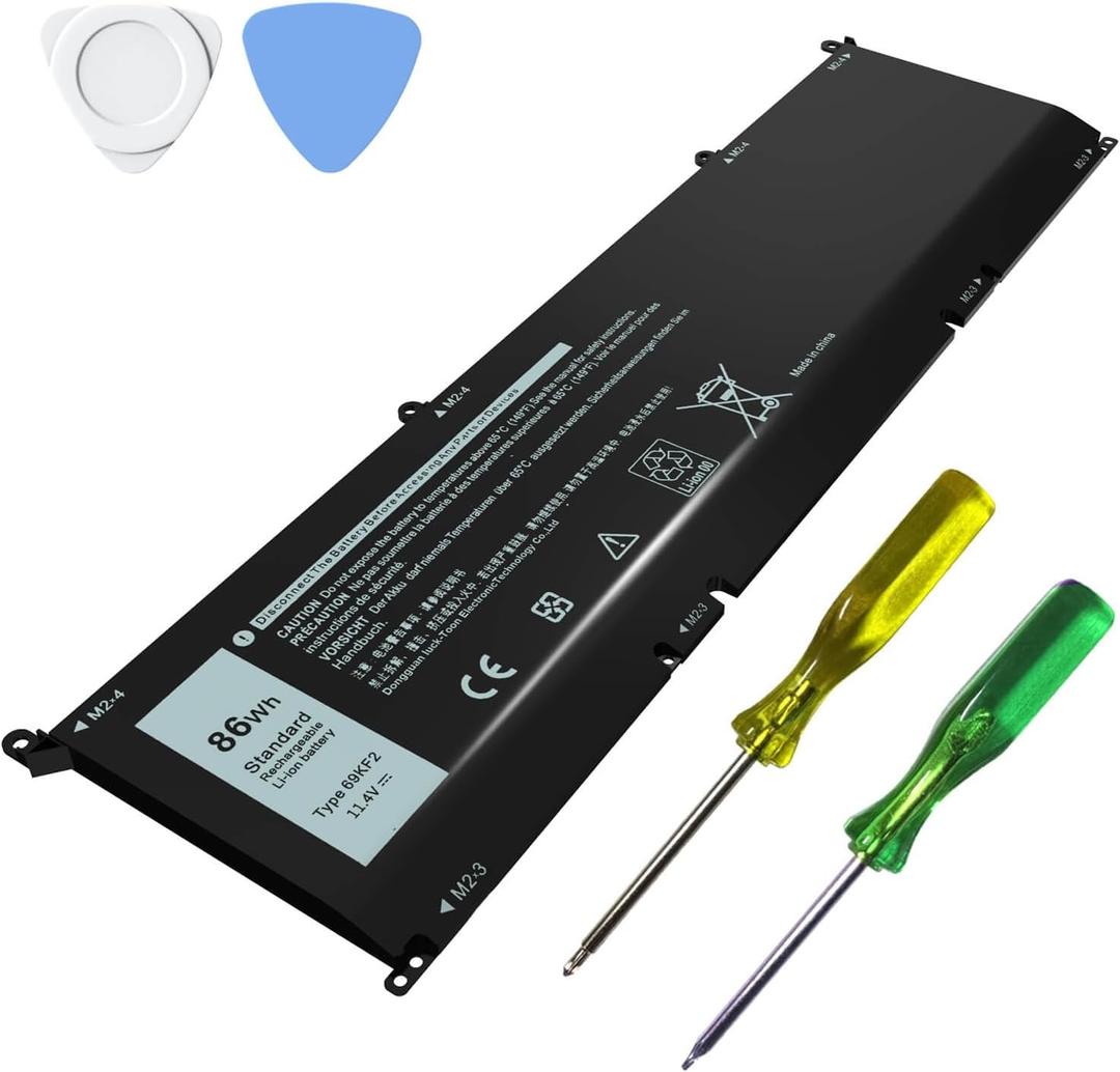 86Wh 69KF2 Laptop Battery Compatible with Dell XPS 15 9500 9510 9520 9530 G15 5510 5511 5515 5520 G16 7620 G7 7500 Alienware M15 R3 R4 R5 R6 R7 M16 R1 M17 R3 R4 Precision 5550 Inspiron 7510 11.4V