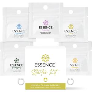 Essence Nasal Diffuser Starter Kit  Essential Oil Silicone Nose Ring Inhalers for Beginners  Wearable Aromatherapy Bundle for Relaxation, Energy & Breathing Support