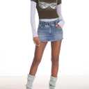 EMMIOL Womens Jean Skirt Stretch Casual 2026 Summer Short Dress Basic Fringed Slim Fit Denim Pencil Skirts (L)