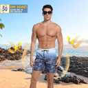 Men's Swim Trunks with Compresssion Liner 7" Swimwear Board Shorts 2-in-1 Bathing Suits with Zipper Pockets (Blue, XXL)