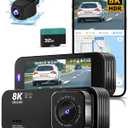 Dash Cam Front and Rear, 8K/2.5K UHD Dash Camera for Cars, Dash cam with 32GB Card, Built-in Wi-Fi & GPS, 3.16IPS Screen, Night Vision, 170Wide Angle, WDR, 24H Parking Mode