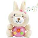HAPTIME Baby Bunny Toys for 0-12 Months - Baby Easter Basket Stuffers & Gift - Infant Musical Plush Stuffed Animal - Newborn Tummy Time Toy for 0 1 3 6 9 12 18 Months Girls,Set of 2