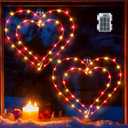 Valentine's Day Lights, 2 Pack 13.4 Inch Lighted Red Heart Window Silhouette Party Decoration for Valentine's Day, Wedding, Proposal, Birthday Decor (Red, White)