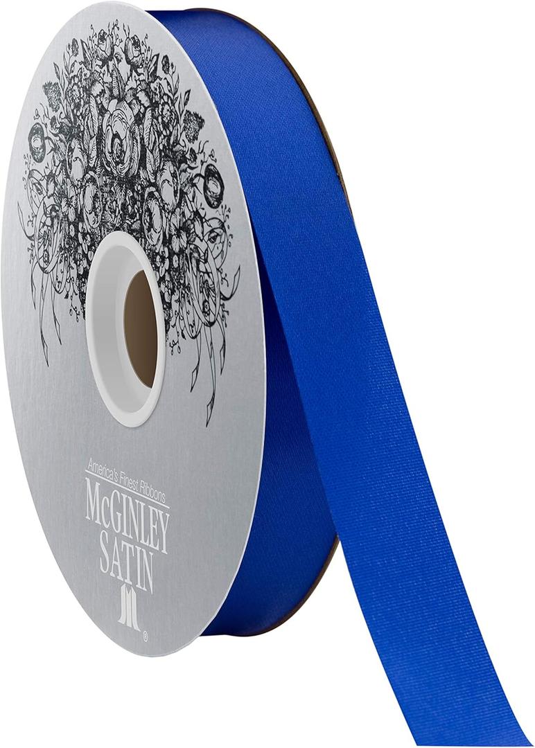 McGinley Mills 7/8" W Acetate Satin Ribbon, Royal Blue, 100 Yard Spool