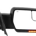 AUTOSAVER88 Door Mirror Compatible with 2004-2014 Ford F150, Right Passenger Side Mirror with Turn Signal Puddle Light Power Heated Manual Folding Black