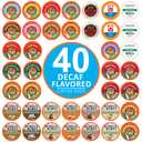 Crazy Cups Flavored Decaf Coffee Pods Variety Pack Compatible with Keurig K Cups Brewers, 40 Count, Assorted Decaffeinated Flavored Coffee Sampler(Pack of 1)