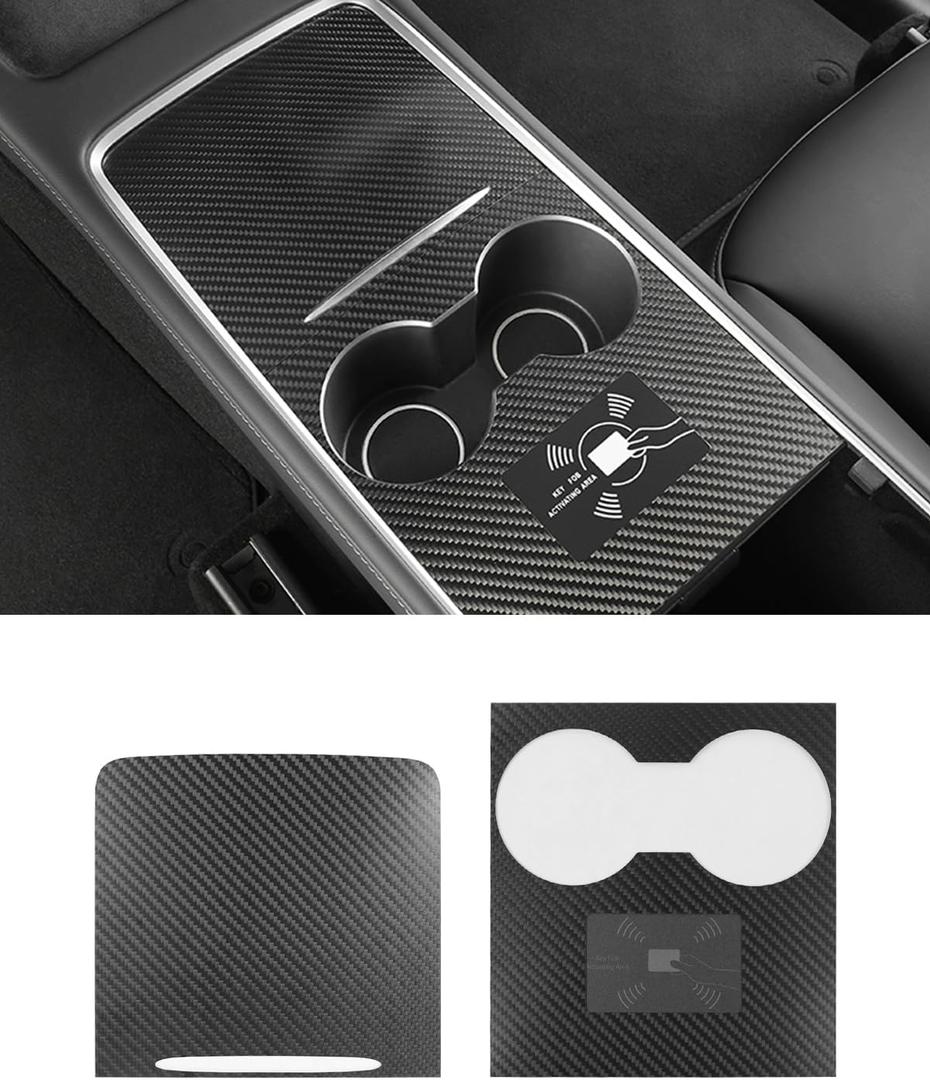 KKTR-CAR Carbon Fiber Center Console Wrap, Real Carbon Fiber Center Control Panel Compatible with Tesla Model 3 Model Y 2021 2022 2023 2024
