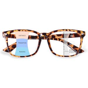 OPTOFENDY Progressive Multifocal Reading Glasses for Women Men, Anti Glare/Eyestrain Blue Light Blocking Computer Readers (Tortoiseshell)
