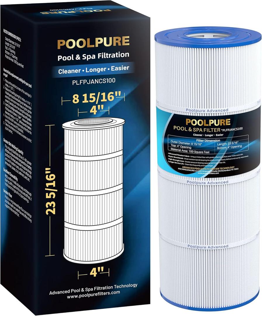 POOLPURE PLFPJANCS100 Pool Filter Replaces Jandy CS100, R0462200, PJANCS100, Ultral-B2, Porpoise PP-B2, Unicel C-8410, Filbur FC-0821, 1 Pack