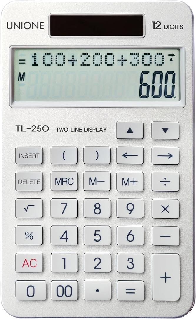 New, Two Line Display, Desktop Calculator. History Function- 30 Memories, Calculator with Large LCD for Home & Office Use, 4.57 inch (Silver)