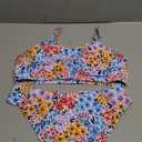 YIMISAN Women's Two Piece Swimsuit Floral Print Bikini Sets Spaghetti Straps Scoop Neck Mid Waist Cheeky Bathing Suit Size L