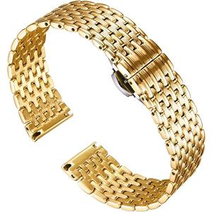 Stainless Steel Watch Band, Ultra Thin Polished Replacement Bracelets with Butterfly Buckle for Men Women, 12/14/16/18/20/22mm